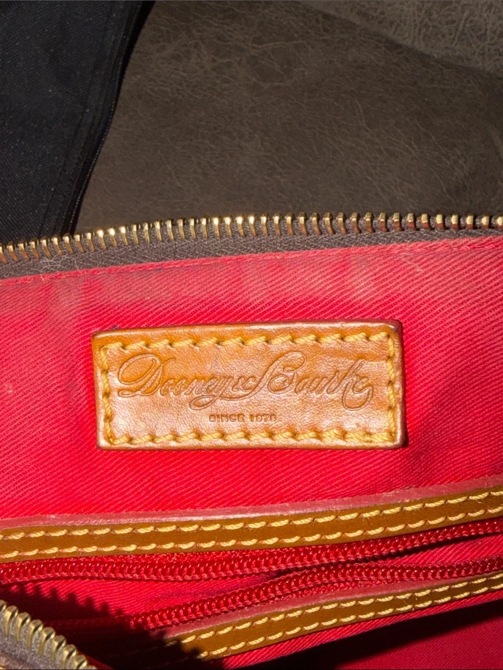 Dooney & Bourke 1975 Signature Classic Brown & Gold Monogram Satchel